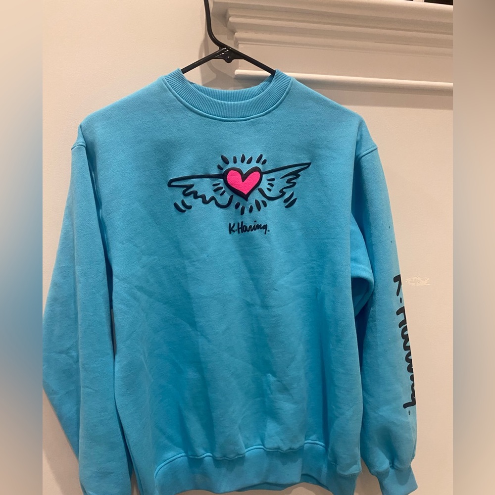 Cotton on kieth Haring teal crewneck